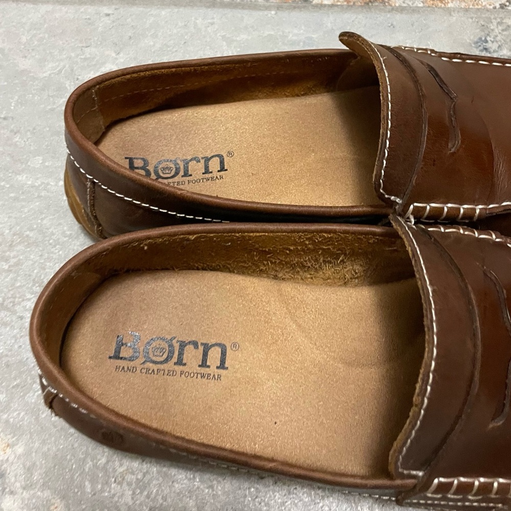 BORN Men's Brown Leather Loafers - Picture 3 of 6